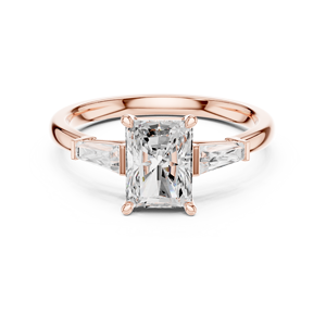 Elegant <b>Emerald</b> Cut Moissanite Diamond Halo Engagement <b>Ring</b>, Rose Gold Plated Sterling <b>Silver</b> Pave Band Bridal <b>Ring</b> for Her - Product Image 1