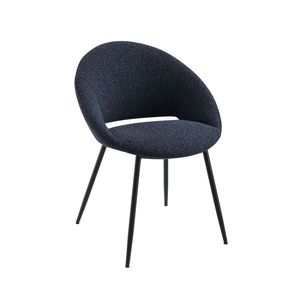 Set di 2 Sedie Klaus in Bouclé Nero e Finitura per Soggiorno - Product Image 1