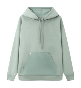 Usine de haute qualité en gros Logo personnalisé 380gsm CVC mélange de coton bloc de couleur surdimensionné goutte épaule rivetée à capuche pour hommes - Product Image 1