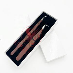 Pince à épiler d'extension de cils en fibre de vrac de haute qualité professionnelle durable de couleur mate marron foncé marque privée personnalisée en acier inoxydable - Product Image 4