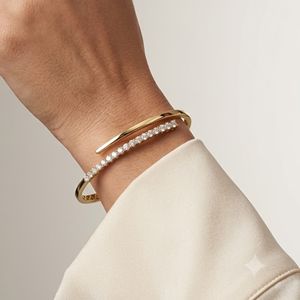 Bracelet jonc ouvert en or 14 carats fait main, diamant certifié IGI, diamant de laboratoire taillé, style tennis pavé, bijoux de luxe raffinés - Product Image 3