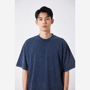 เสื้อยืดโอเวอร์ไซส์ทรงวินเทจ ผลิตตามสั่ง ออกแบบได้ตามต้องการ ผ้าถักพรีเมียม คอวี แขนสั้น ยูนิเซ็กซ์ ล้างสีแบบแอซิดวอช - Product Image 1