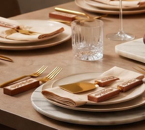 Elegante Juego de Cuchillos para Queso Dorados con Mangos Florales de Madera, Aptos para Lavavajillas, Cubiertos para Fiestas y Eventos - Product Image 4