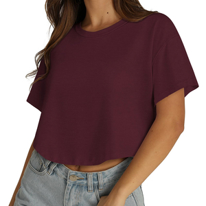 Camiseta de mujer a la moda con cuello redondo, estilo vintage, holgada, deportiva, casual, con hombros caídos, oversize, tallas personalizadas - Product Image 3