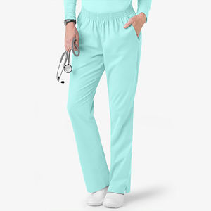 Tenue d'infirmière personnalisée en gros, design uni, nouvelle collection, multi-poches, taille élastique, col en V, pour femmes - Product Image 6