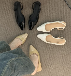 Wholesale 2025 Women's Low Heeled <b>Flat</b> Sandals Comfortable Casual Work Office Insole PU Design <b>Pointed</b> tip Heels for Ladies - Product Image 5