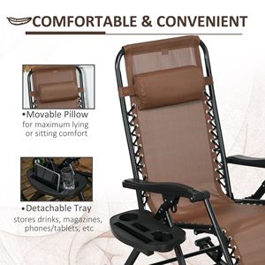 Ensemble de chaises à bascule personnalisées avec logo, pliables, inclinables, zéro gravité, avec coussin, porte-gobelet et porte-téléphone, marron, pour les voyages - Product Image 5