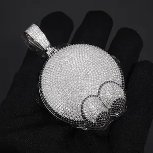 Pendentif Mickey Mouse en Moissanite Ronde Brillante, Argent 925 Plaqué Rhodium, Style Hip-Hop, Bijou Unisexe pour Usage Quotidien - Product Image 2