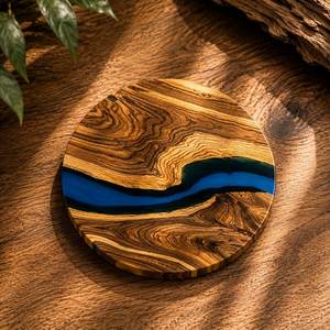 Round Wood Resin Coaster Handmade Drink <b>Mat</b> Eco-Friendly Reusable Table Pad for Home <b>Bar</b> Restaurant - Product Image 2