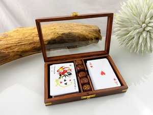 Caja de Madera para Cartas de Póker con Incrustaciones de Latón, Diseño Rectangular Hecho a Mano, Estilo Antiguo, Estuche de Almacenamiento para Mesa - Product Image 3
