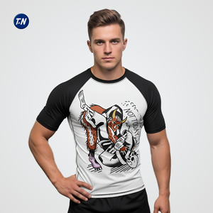 เสื้อรัดกล้ามเนื้อสำหรับผู้ใหญ่แบบยูนิเซ็กซ์สำหรับ MMA ป้องกันรังสียูวี ป้องกันเชื้อโรค พิมพ์ลายด้วยเทคนิคการถ่ายเทความร้อน ผลิตจากโพลีเอสเตอร์/สแปนเด็กซ์ - Product Image 5