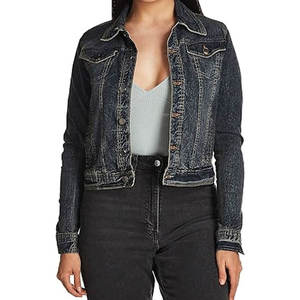 Wholesale Women's Classic Black Denim Jacket <b>Long</b> Sleeve Slim Fit Button Up Casual Outerwear Spring Fall Fashion <b>Coat</b> - Product Image 2