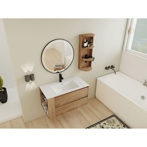 Mobiletto da Bagno a Parete con 2 Cassetti a Chiusura Morbida, 90 cm, con Lavabo e Ripiani Portaoggetti, Modello 00612IMO 05536IMO (Confezione KD) - Product Image 6