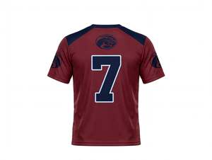 Maillot de football personnalisé sublimé bordeaux Cougars numéro 7, manches courtes, uniforme d'équipe athlétique respirant de haute qualité, le plus vendu - Product Image 5