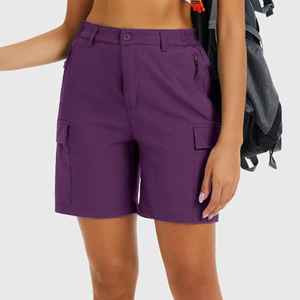 Shorts Cargo de Cintura Alta, Corte Regular, Secado Rápido, Transpirables, Ecológicos, Color Sólido, Moda Casual Diaria de Verano para Mujer - Product Image 3