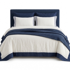Parure de lit de luxe en pur lin, draps de lit en lin, taies d'oreiller, linge de lit pour hôtels, vente en gros, blanc - Product Image 1