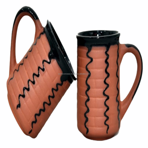 ชุดแก้วดินเผาดินเหนียวธรรมชาติ,ชุดแก้วดินเผา6ชิ้นสำหรับน้ำดื่มชากาแฟ150มล. - Product Image 5