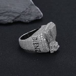 Custom Full <b>Iced</b> Out Moissanite <b>Ring</b> Championship Style Pave Set 925 Silver 10K Gold Plated Logo Letter Band - Product Image 3