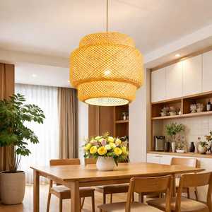 Rattan Pendant Light Woven Bamboo <b>Ceiling</b> Lamp Boho Hanging Light for Living Room Dining Room Bedroom Supplier - Product Image 3