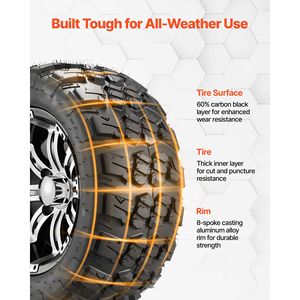 12\" 20x10 Black Aluminum Alloy Golf <b>Cart</b> <b>Wheels</b> Set 4 Compatible with Club Car EZGO Yamaha 4 P Agricultural Tractor Tires - Product Image 5
