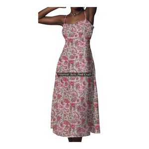 Nouvelle Robe d'été chic bohème à imprimé floral, bretelles spaghetti, sans manches, en coton, style plage, tendance estivale - Product Image 5
