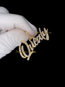 Collares de joyería fina minimalista de oro sólido de 10K a la moda con colgantes y dijes de letras cursivas de escritura personalizada de diamante Real Natural - Product Image 5