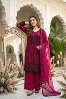 TENNYCE Nouvelle Collection Designer – Ensemble 3 Pièces Réversible pour Femme, Longueur Cheville, en Faux Georgette Lourd Brodé, Séchage Rapide et Infroissable, Idéal Soirée