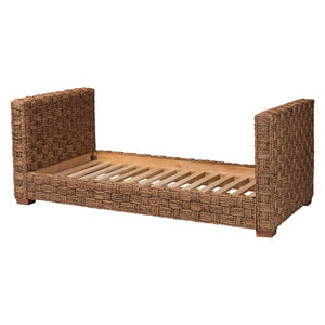 Handwoven Seagrass <b>Twin</b> Size Coastal Boho <b>Bed</b> <b>Frame</b> Daybed with Intricate Basketweave Design - Product Image 5