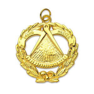 Collier de Maître Maçonnique Carré et Boussole Plaqué Or Premium, Bijou de Régalia Maçonnique - Product Image 1