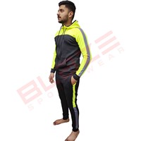 Jaket Track Pria Ukuran Besar Kustom Grosir, Desain Panel Kontras, Rajutan Bernapas, Cepat Kering, Pakaian Olahraga Musim Dingin dengan Ritsleting Penuh
