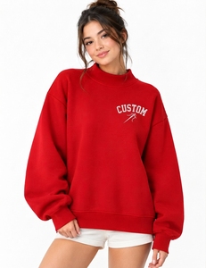 Custom Oversized <b>Mock</b> Neck Top Premium Women Sweatshirt Wholesale Fashion Clothing Comfortable Loose Silhouette Everyday Casual - Product Image 5