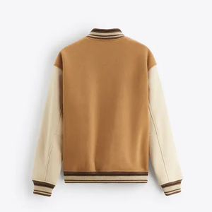 Blouson universitaire élégant en laine méltone pour homme, personnalisé avec manches en cuir de vache, tissu tissé écologique pour l'hiver – Vente en gros - Product Image 2