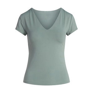 เสื้อยืดผู้หญิงคอวีสีพื้น ผลิตจากโรงงานโดยตรง แฟชั่นทันสมัย ทรงปกติ ไซส์พลัส เสื้อยืดผู้หญิงสีพื้น - Product Image 4