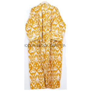 ชุดใส่นอนสำหรับผู้หญิงชุดคลุมกิโมโนคอวีพิมพ์ลายดอกไม้ผ้าคอตตอนแท้สำหรับใส่ไปชายหาดฤดูร้อนทำด้วยมือระบายอากาศได้ดี - Product Image 1