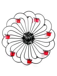Handcrafted <b>Black</b> Iron Wall Mounted <b>Candle</b> <b>Holder</b> with Red Glass Votive Cups Decorative <b>Metal</b> wall Sconce Tealight for Home Deco - Product Image 1