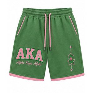 Shorts décontractés pour hommes Alpha Kapa Alpha rose et vert avec logo 1908 et cordon de serrage - Product Image 5