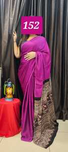 Sari en soie rouge dessiné à la main pour femme, traditionnel indien pakistanais, longueur ras du sol, ethnique, coupe classique, toutes saisons - Product Image 6