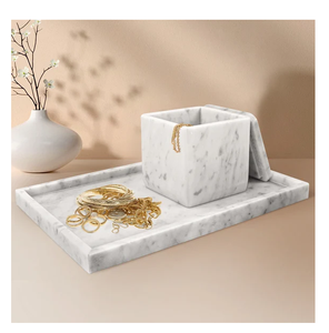 Marble Jewelry Box Marble Box Cosmetic Jewelry Storage Box Fabulous Design <b>White</b> Marble Necklace And <b>Bracelet</b> Box - Product Image 6