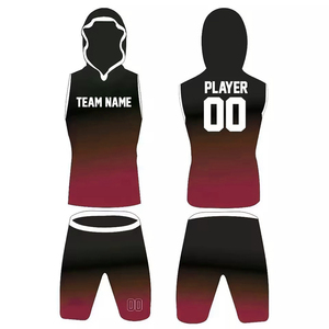 Custom Sublimated Black Purple Gradient Hooded Tank Top Shorts Set Basketball Uniform <b>Player</b> 00 OEM Service - Product Image 4