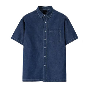 เสื้อเชิ้ตยีนส์สไตล์ใหม่ล่าสุดสำหรับฤดูร้อน แขนสั้น แฟชั่นสำหรับผู้ชาย ติดกระดุมแบบสั่งทำพิเศษ - Product Image 2