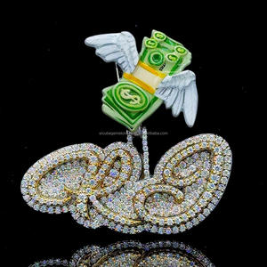 จี้เพชรโมอิสอัญมณีสีเงินสเตอร์ลิงประดับ925ตามสั่งดีไซน์ฮิปฮอปผ่านการรับรองคุณภาพคุณภาพสูง - Product Image 1