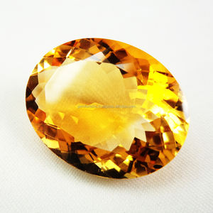 พลอยซิทรีน12X17mm พลอยสังเคราะห์ทรงรีเจียระไนแบบเหลี่ยมเพชรพลอยทรงรีสไตล์บราซิล - Product Image 3