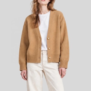 Custom Women V Neck Knitted <b>Cardigan</b> Sweater <b>Button</b> Front Regular Fit Anti Wrinkle Breathable Autumn Winter Daily Wear - Product Image 2