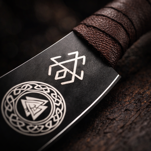 Cuchillo Vikingo Forjado a Mano con Funda de Cuero, Hoja de Acero al Carbono Grabada Personalizada, para Supervivencia, Caza, Camping y Uso Industrial - Product Image 3