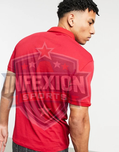 Polo Rojo de Manga Corta para Hombre, Algodón Piqué, Color Sólido, Estilo Casual, Transpirable, Corte Regular - Product Image 3