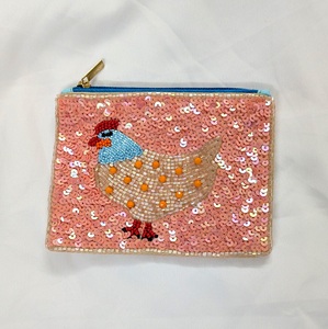 Porte-monnaie en forme de poulet brodé de sequins et de perles, sac à fermeture éclair, accessoire de mode pour usage quotidien - Product Image 4