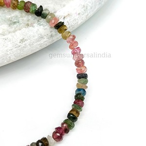 Multi Tourmaline Faceted Rondelle Beaded Bracelet Wholesale Bulk Price Gemstone Jewelry - Product Image 2