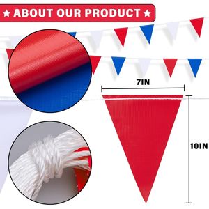 Banderas Triangulares de Alta Visibilidad de 105 pies, 45 Piezas de 7x10, Banderas de Seguridad Rojas, Azules y Blancas, Guirnalda de Banderas Triangulares para Piscina - Product Image 4