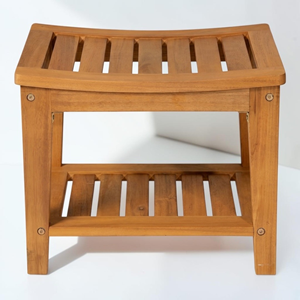Solid Teak <b>Wood</b> Shower <b>Bench</b> Waterproof Bath Stool for Luxury Bathroom Spa Hotel Project Heavy Duty Seating Modern Design Vendor - Product Image 2