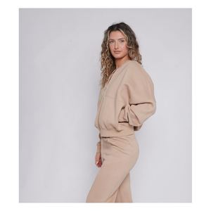 Ensemble de survêtement deux pièces pour femme, coupe décontractée, fermeture éclair sur le devant - Product Image 1